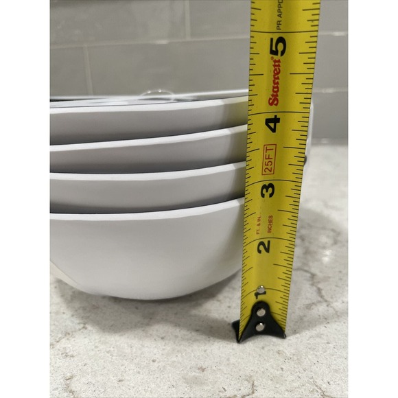 Set 4 MATTE WHITE BLACK RIM Melamine 7.25x3” Salad Bowls Farmhouse Ashwell NEW - Picture 4 of 5